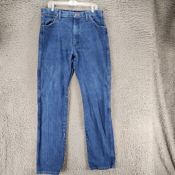 Wrangler Jeans Mens 36x36 Blue Cotton Mid Rise Bootcut *GUC* - Picture 2 of 11